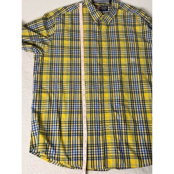 Chaps Mens Easy Care Yellow Plaid Shirt, Size XXL - Picture 7 of 10
